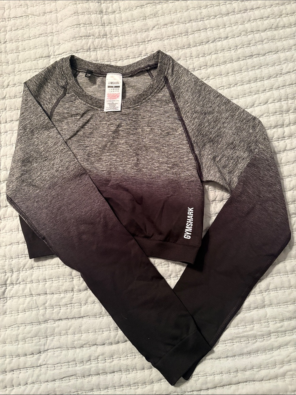Gymshark Grey-to-Black Ombre Long Sleeve Crop Top